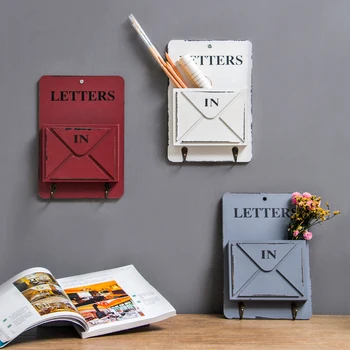 

Vintage Mailbox Decoration Hook Hooks Mail Organizer Home Decoration Accessories Creative Wall Decoration Hook Storage Box