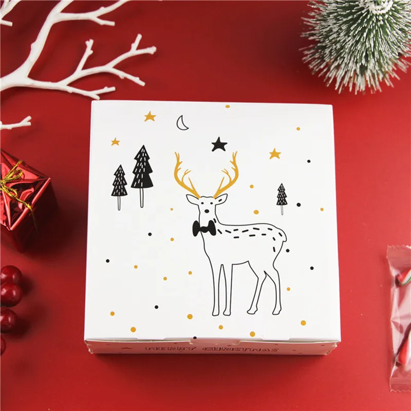 

Merry Christmas Packaging Candy Dragee Gift Boxes Deer&Xmas Tree Guests Packaging Boxes Gift Bag Noel New Year Party Favors Kids