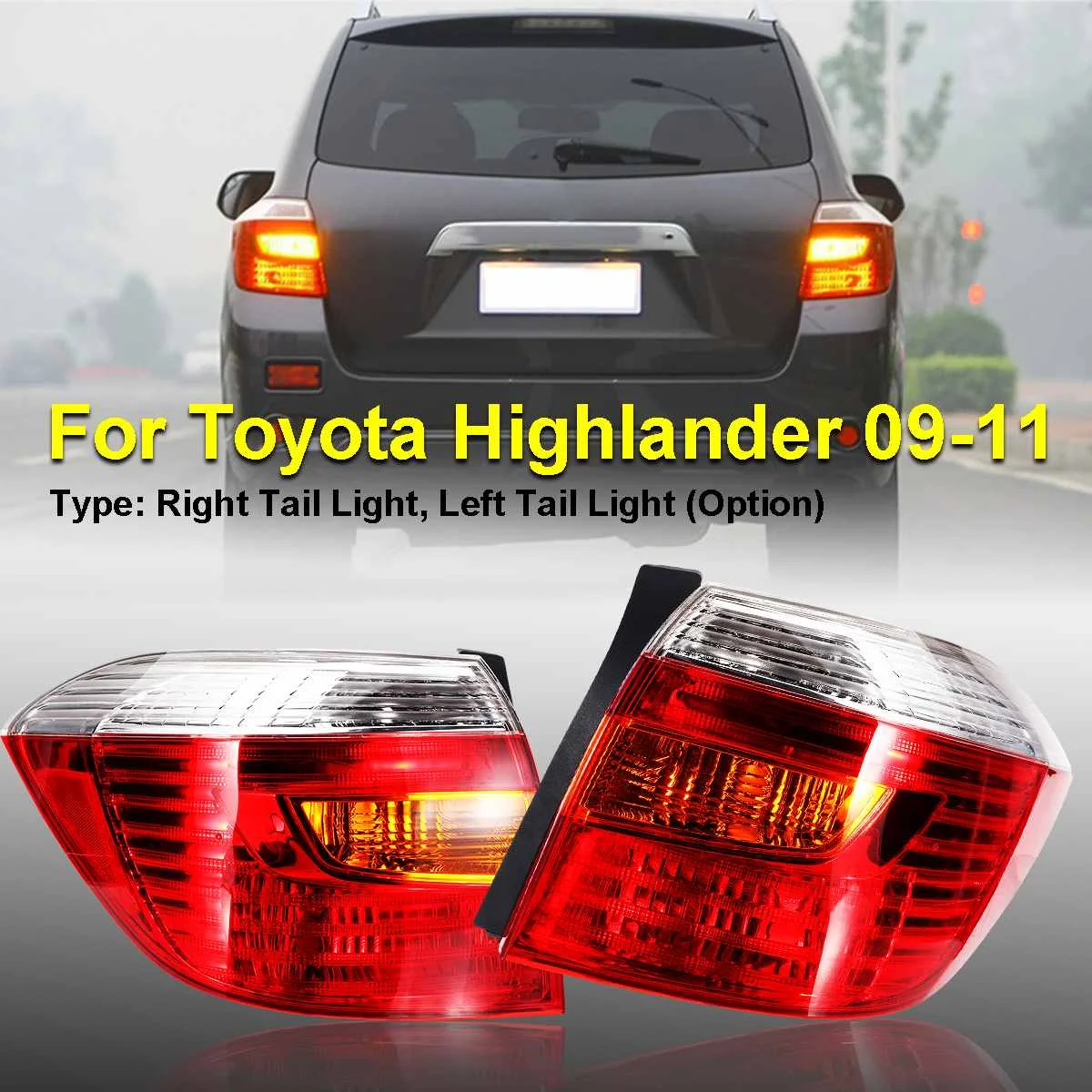 

Autoleader Left/ Right Car Tail Light Rear Bumper Brake Lamp For Toyotaa Highlander 2008-10 Auto Warning Light Reflector