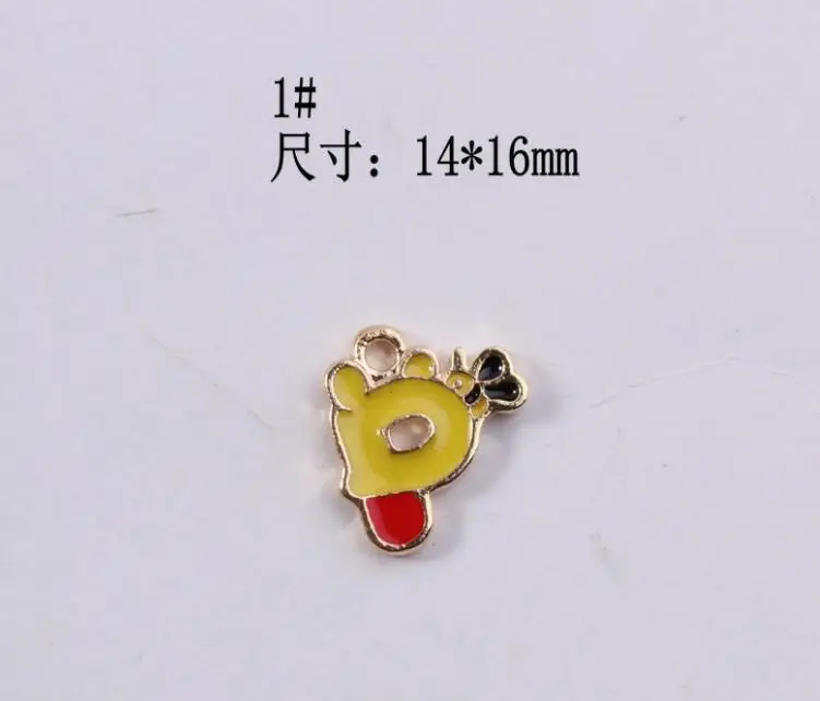 1 -14x16mm 10 шт Эмаль мультфильм Шарм для изготовления ювелирных изделий Модные Серьги Браслет и подвески, ожерелья - Окраска металла: 1 -14x16mm