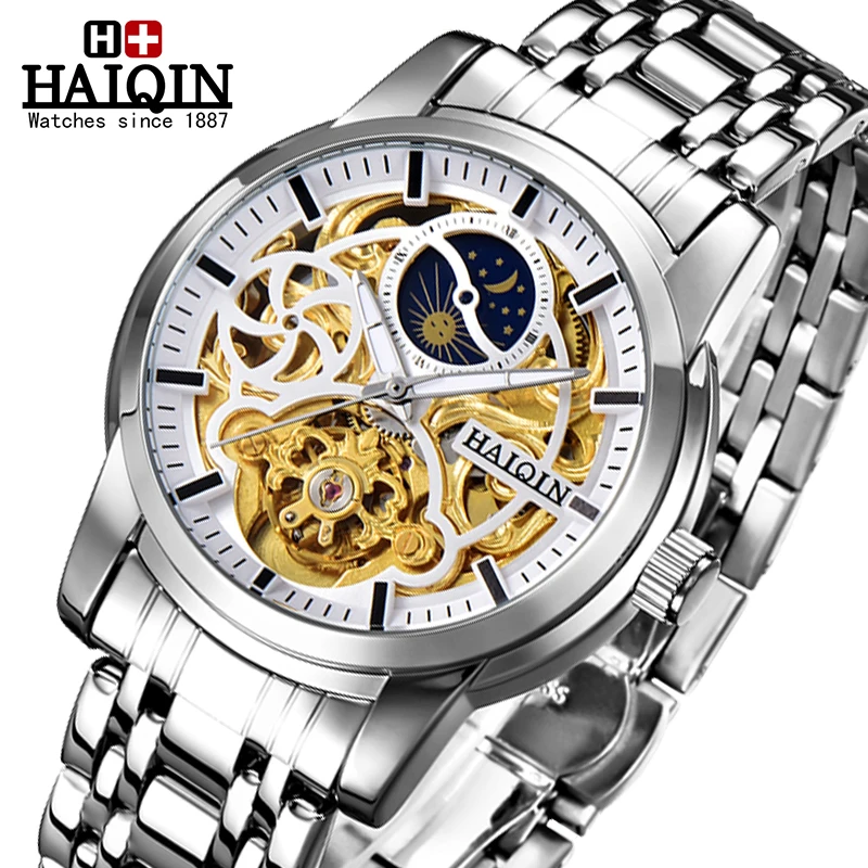 $47.99 Haiqin Steel Mechanical Watch Men Watches Luxury Brand Watch Men Automatic Wristwatch Mens Mil
