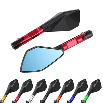

FOR z900rs versys 650 moto custom benelli tnt 125 300 Universal cnc motorcycle Rearview Side Mirror Blue Lens retroviseur moto