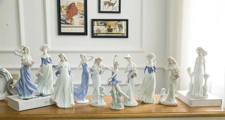 Европейские Керамические красивые статуэтки, украшение для домашнего интерьера, украшение в стиле вестерн, фарфор для девушек, украшение ручной работы, свадебный подарок