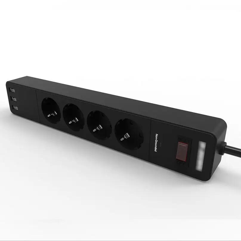 ЕС Штекерный разъем USB Мощность полосы 4 розетки 3 Порты и разъёмы Зарядное
