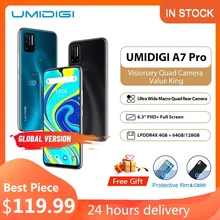 Umidigi-teléfono inteligente A7 Pro, teléfono móvil Original con android 10, sin definición, 4GB RAM, 64GB ROM, LPDDR4X, Octa Core, versión Global
