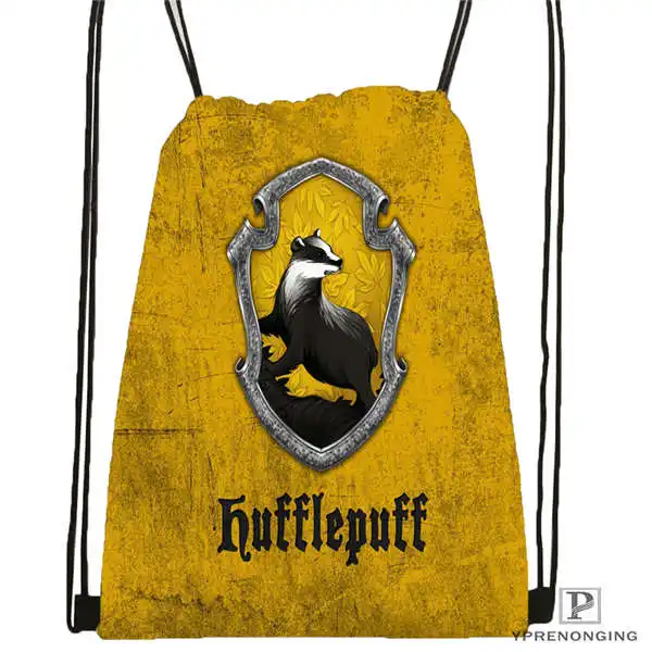 Custom Hufflepuff-Гарри-Поттер-походная сумка на шнурке милый рюкзак для детей(черная спинка) 31x40 см#2018612-01-(12