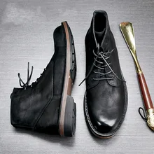 Мужские Винтажные Ботинки martin из натуральной кожи в стиле панк, готика, модные мужские мотоциклетные ботинки из коровьей кожи, военные ботинки