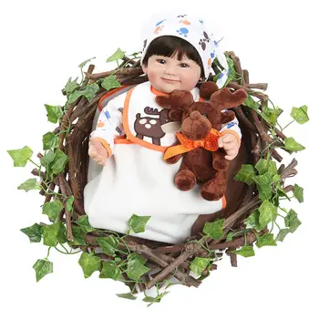 

50cm Reborn Baby Doll Silicone Vinyl Cotton Body White Outfit with Toy Elk