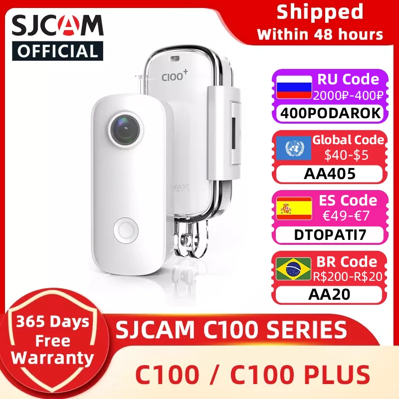 SJCAM C100 / PLUS Action Camera C100+ Thumb 2K 30FPS 1080P H.265 12MP 2.4GHz WiFi 30M Waterproof C100PLUS Webcam | Электроника