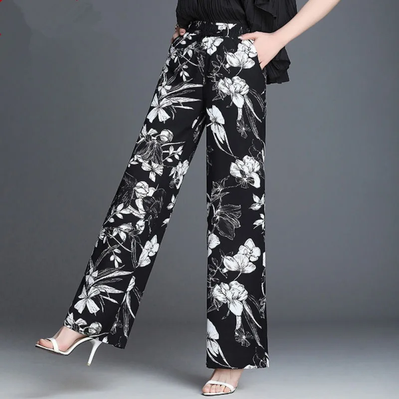 Summer Women Casual Floral Print High Waist Drawstring Loose Pants Female Ladies Wide Leg Trousers* | Женская одежда