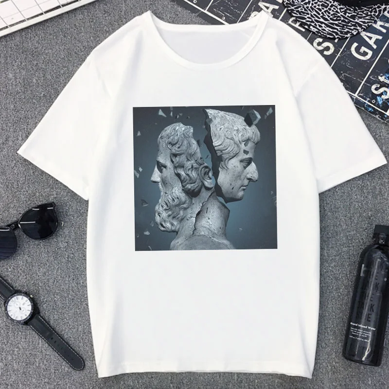 

Brain Hole Wide Open David Statue T Shirt Women Spoof Personality Fashion Tshirt Summer Harajuku Aesthetic White T-shirt Female