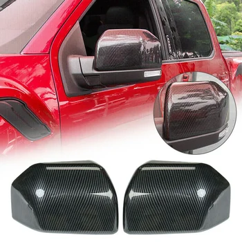 

2Pcs Carbon Fiber Style Side Rear View Mirror Cover Trim for Ford F-150 F150 2015-2019 Raptor Car Decoration
