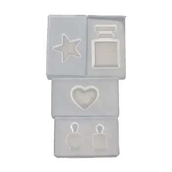 

4Pc Perfume Bottle Star Heart Keychain Pendant Silicone Resin Mold Jewelry Tool