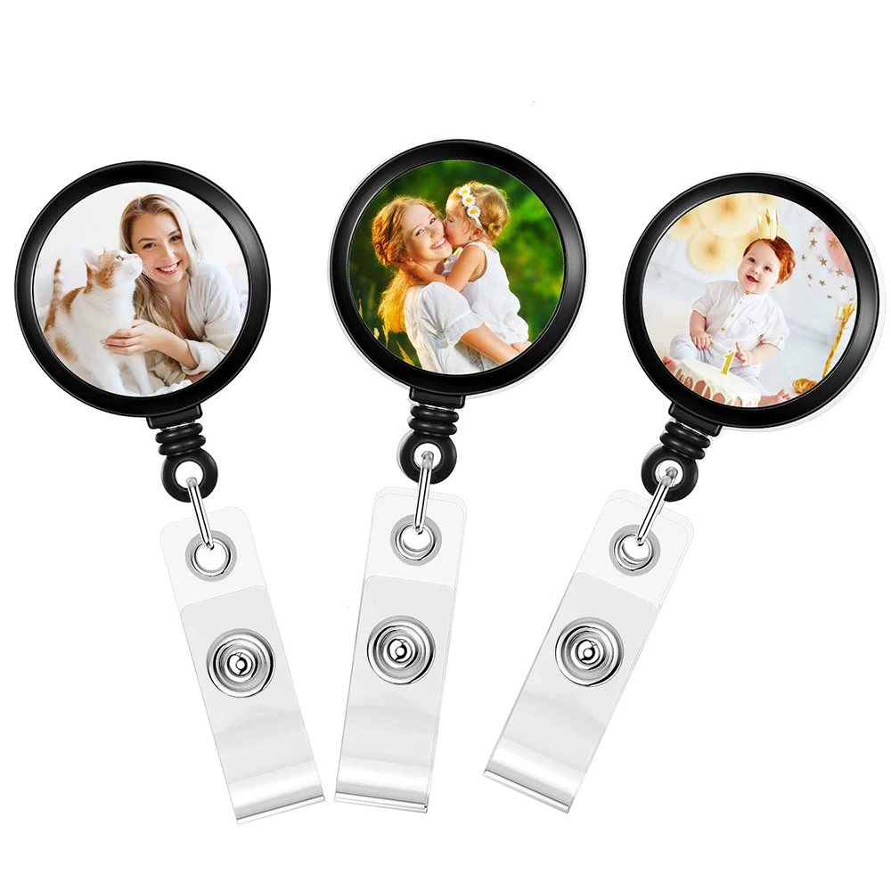 20pcs Sublimation Retractable Badge Holder Belt Clip,Blank Nurse ID Badge  Reels for Office Worker Doctor,Key Card Name Tag Holde