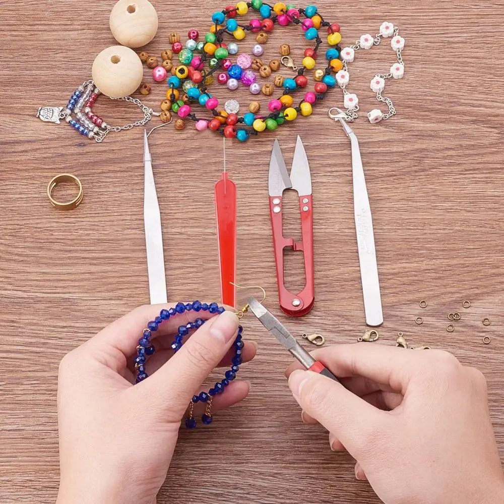 MEIBEADS 1 компл./лот набор ювелирных изделий DIY Щипцы Пинцет кольцо иглы для вязания крючком ножницы комплект принадлежностей Ювелирный инструмент для изготовления ювелирных изделий