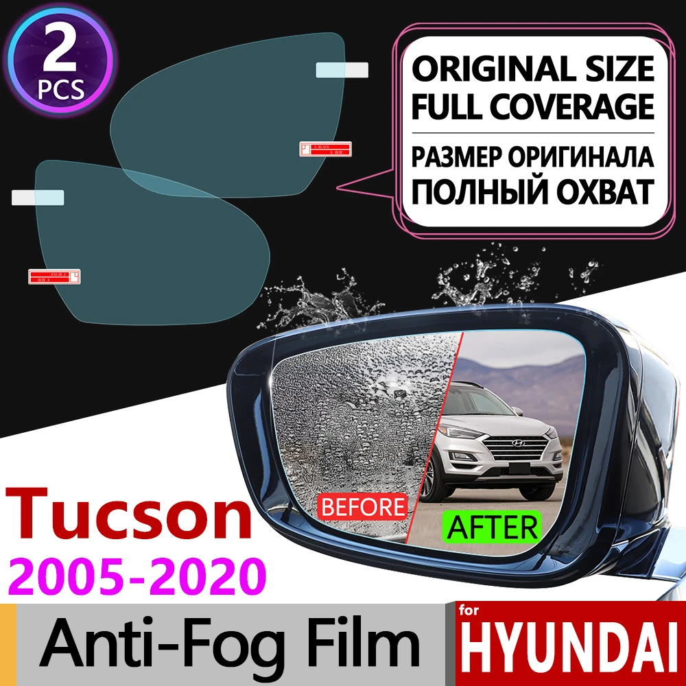 POQAQ Full Cover Anti Fog Film Rückspiegel für Hyundai Tucson IX35 JM LM TL 2005~2019 Zubehör 2009 2010 2015 2016 2017 2018 Color Name : Round 95mm x 95mm 