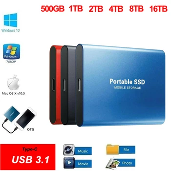 8TB 500GB 4TB Portable SSD External Hard Drive for Laptop Portable Flash Memory USB 3.0 Type c SSD for Desktop PC