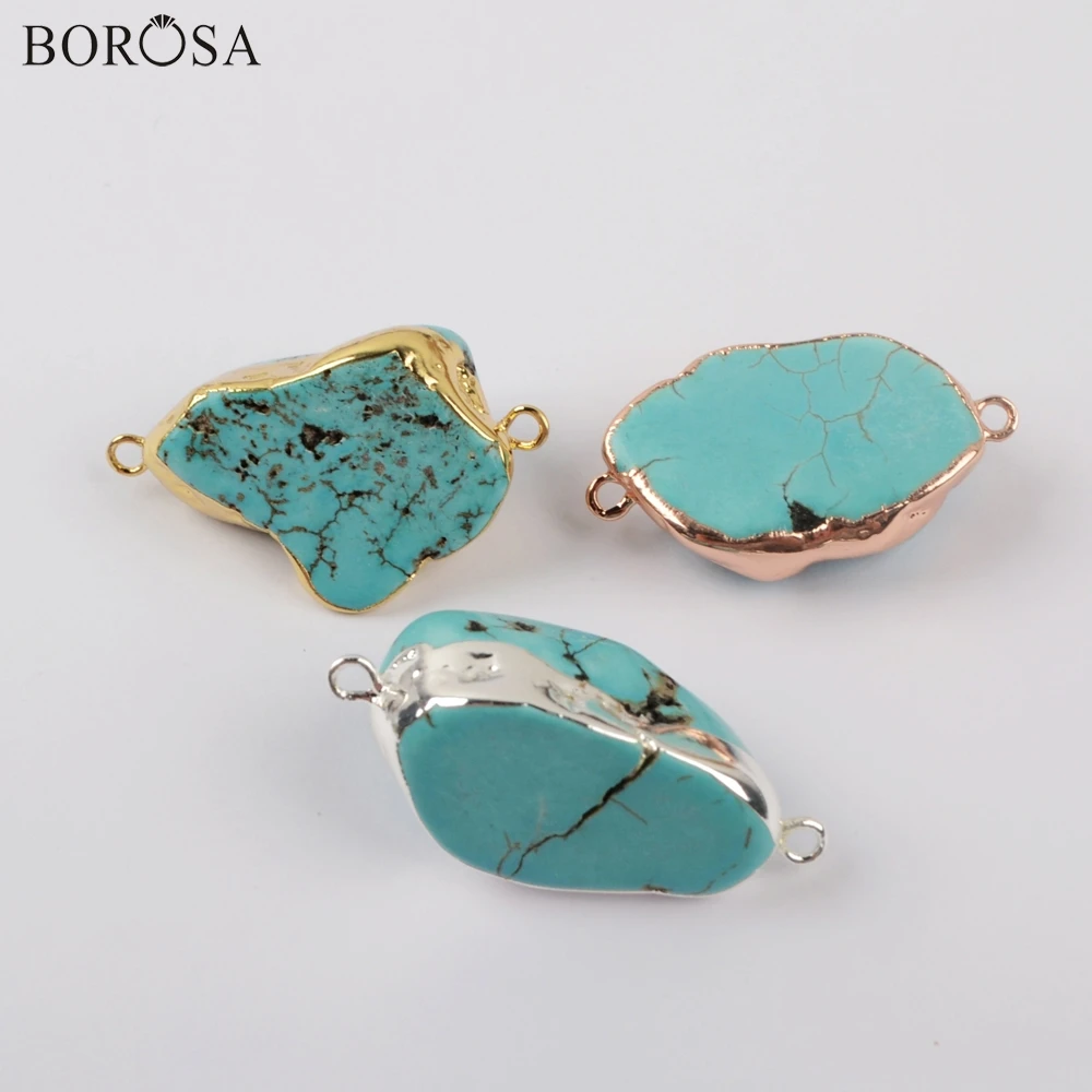BOROSA 10 шт. Freeform синий Howlite грубая бирюза разъем в золото/серебро/розовое золото для браслета/ожерелье ювелирные изделия G1930