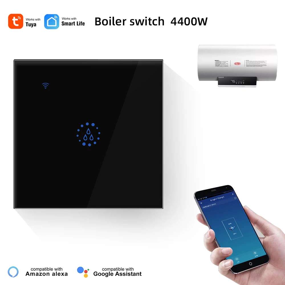 

EU US 4400W WiFi Boiler Water Heater Switch,Tuya Smart Life App ON/OFF,Remote Control,Timer,Voice control Google Home Alexa