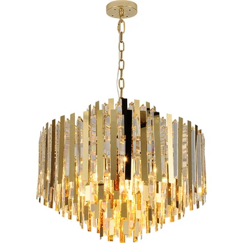 

gold modern chandelier living room lighting AC110V 220v cristal LED dinning room lamp
