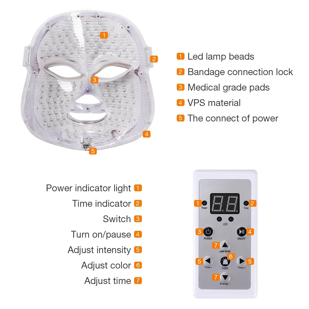 Günstige Koreanische 7 farben LED Gesichts Maske gesicht maske Hautpflege schönheit Maske Photon Therapie Licht Haut Verjüngung Gesichts PDT Instrument