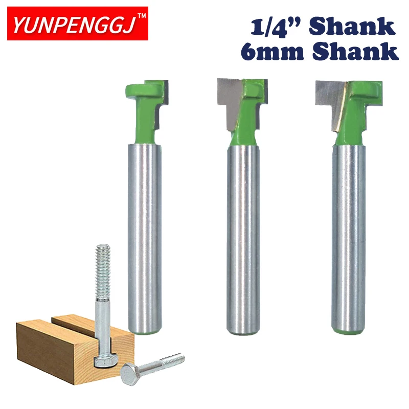 1pc 1/4" Shank 6.35mm T Slot Cutter Router Bit Set Hex Bolt Key Hole