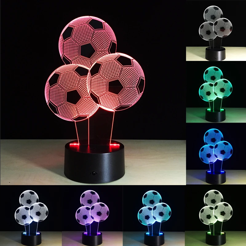 3d светильник для футбола, светодиодный настольный ночник с пультом дистанционного управления, RGB, 7 цветов, меняющийся внутренний ночник, иллюзионная лампа - Испускаемый цвет: Белый