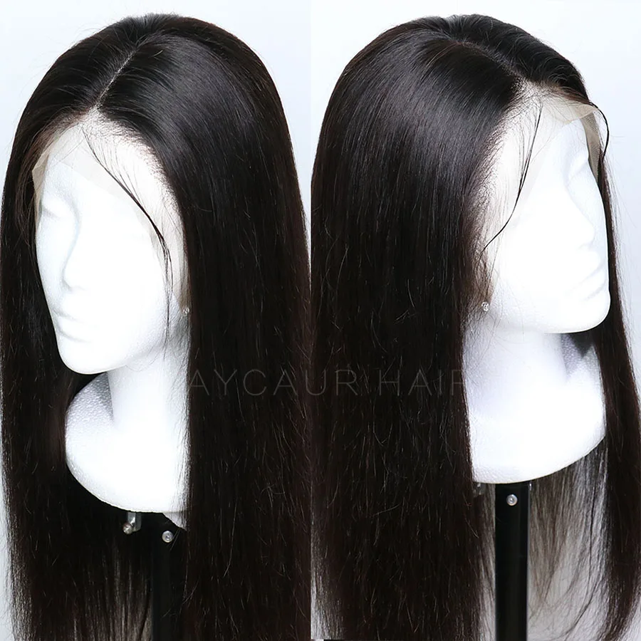 Maycaur Black Color Long Straight Synthetic Lace Front Wigs For Black Women Gluless Wig with Natural Hairline (4)