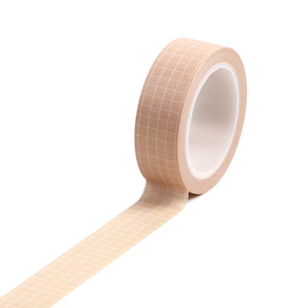 

7colors Plaid Decorative Masking Paper Tape 15mm×10m Grid Printed Pattern Pure Color Washi Tape Sticky Adhesive Paper for DIY