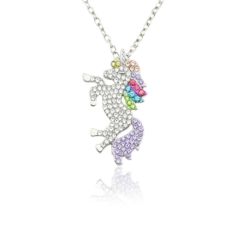 

Unicorn Necklaces & Pendants Trendy Jewelry For Women Rainbow Animal Necklace Lady Simple Collier Christmas Gift