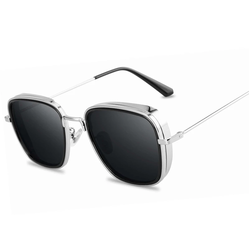 Фирменный дизайн паровой панк мужские солнцезащитные очки Gafas De Sol Модные мужские вождения металлические солнцезащитные очки Рыбалка дорожные очки - Цвет линз: Silver Gray