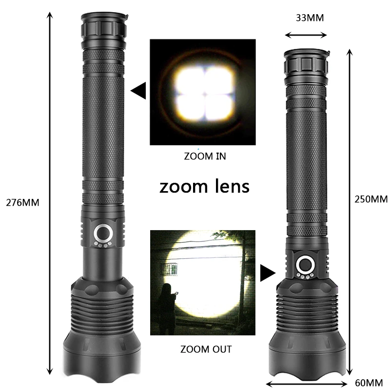   USB  ,   ġ Ʈ, ķο 18650 26650 ͸ , 1000,000LM XHP160LED