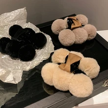 

Hair Ball Catch Clip Soft Cute Plush Hairpin Back Of The Head Pate Hair Clips Korean Style Headwear For Women