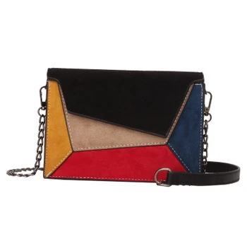 

Splicing color PU leather Shoulder Bag Satchel Handbag Retro Messenger Bag Famous Sac Femme