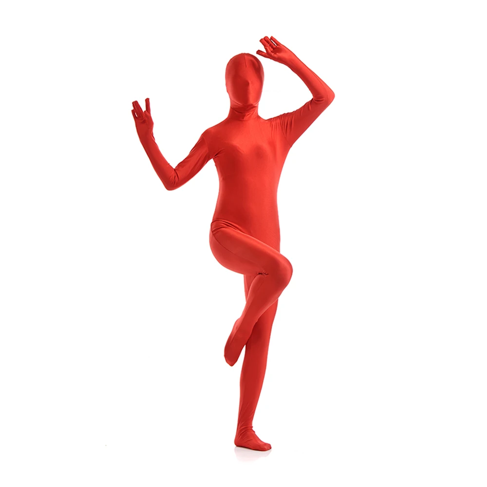 Disfraces Zentai personalizados para adultos, traje de piel de cuerpo completo, Catsuit, Disfraces de Halloween, Body con cremallera en la entrepierna, ojos abiertos, boca abierta