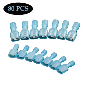 

NEW 80PCS Electrical Crimp Nylon Brass Terminals FDFN Insulated Spade Joint Cable Wire Connector Plug Suit 1.5-2.5mm2 16-14AWG