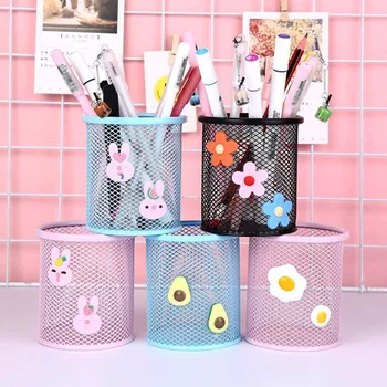 

Desktop Decoration Pen Holder Pen Container Storage Bucket Cute Flowers Avocado Fried Egg Pattern Pen Holders Office Stationery