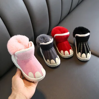 

Winter Girls snow boots Cartoon cat claw Children's Shoes Plush fashion Student Boys boots Kids shoes