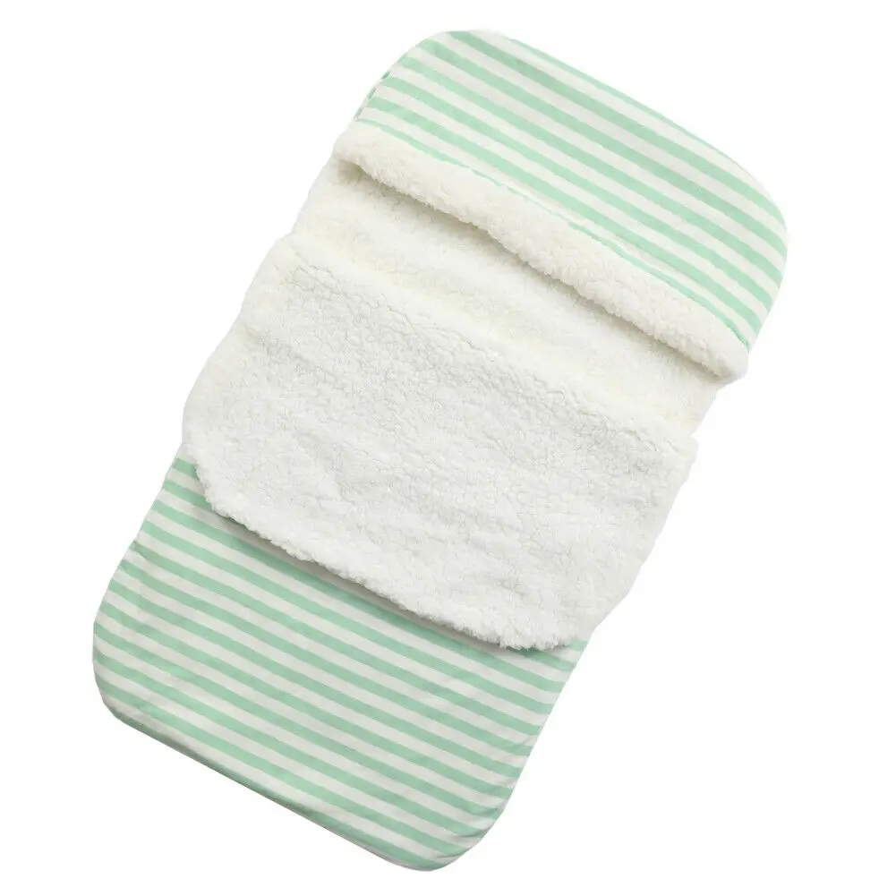 Постельные принадлежности Одежда для новорожденных Детская бархатная пеленка для завёртывания для пеленания коляска Зимняя теплая хлопковая пушистая мягкая спальный мешок - Цвет: Зеленый