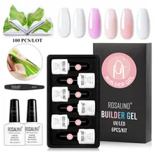 ROSALIND поли гель набор с формой ногтей замочить все для маникюра строительный Гибридный лак расширение для дизайна ногтей Топ и основа