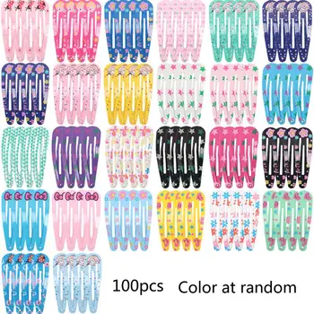 

100pcs BB Cute Hair Clips Snap Hair Clips Printing Colour Hair Clips for Little Girls Hair Accessories for Children Kids