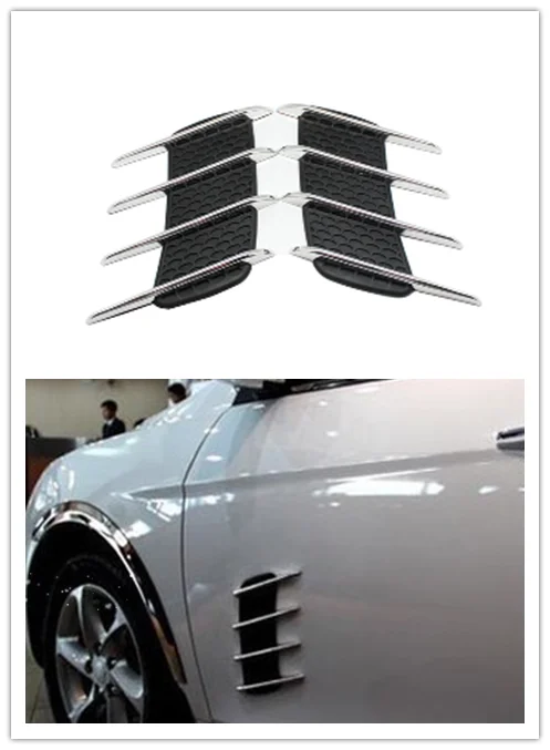 2Pcs Cool Chrome Shark Gills 3D Car Stickers Side Vent Air Flow Sticker for BMW E46 E39 E38 E90 E60 E36 F30 | Автомобили и