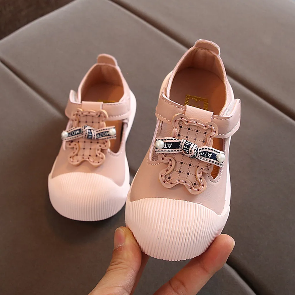 Детская обувь для девочек на липучке; обувь для малышей младенцев; детская обувь для девочек с милым рисунком жемчуга; кожаная обувь принцессы; FH5