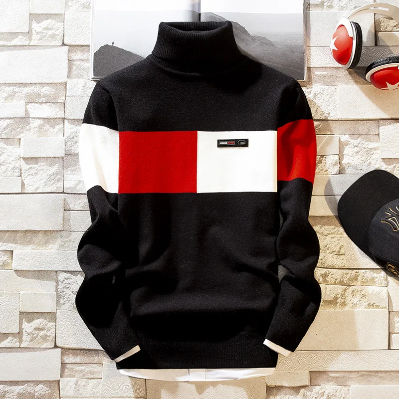

NEW Autumn New Men's Turtleneck Sweaters Pullover Male Solid Color Slim Fit Turtleneck Sweater Tops Knitted Pullovers M-3XL