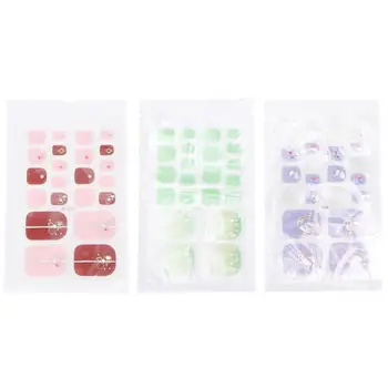 

3pcs Colorful Diamond Toenail Sticker Fake Toenails Full Cover Nail False Nail Fake Toenail Sticker Toenail Patch Random Color