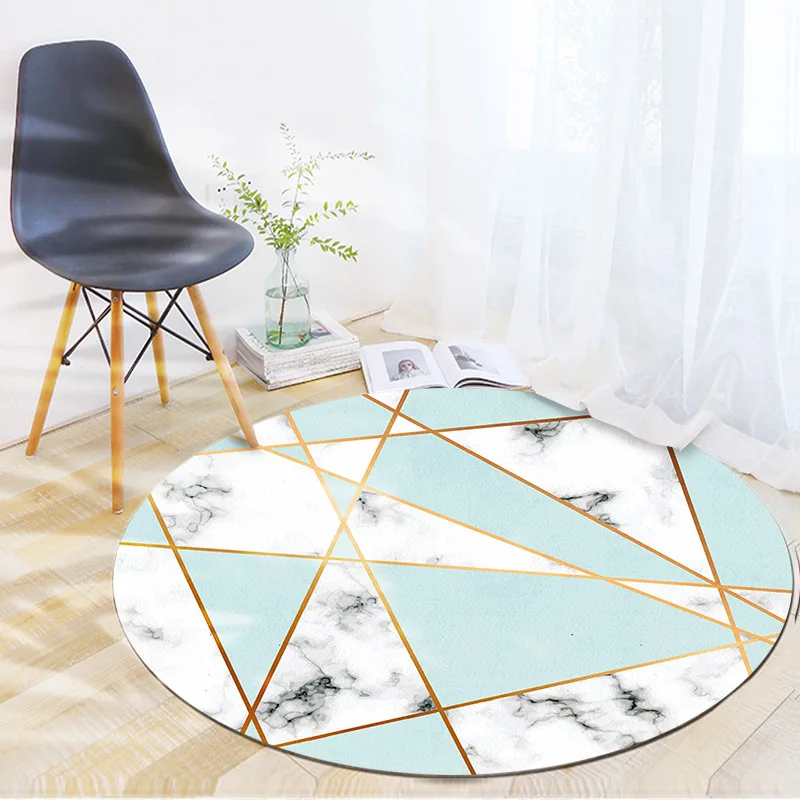 

Light and luxurious round carpet room decorated with Nordic computer seat floor thickened bedroom full of loveliness