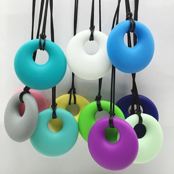 

Min order 5pcs/lot Fashion In candy colours Silicone Teething Necklace Pendants NEW Trendy Teething Round Teether