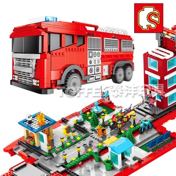 

Sembo blocks The toys Street View Series City Engineering Vehicle Fire Rescue Educational Building Blocks Children boys Toys