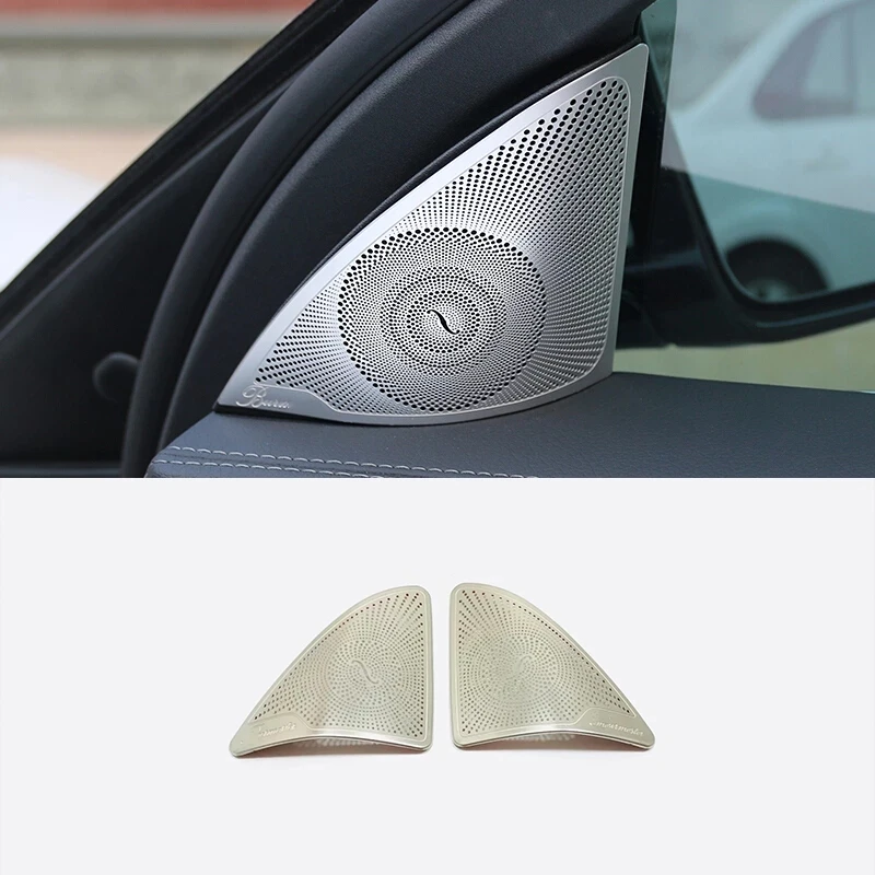 Color Name : 4 Car Door speaker CCHAO Fit For Mercedes Benz S Class W222 Stainless Steel Car A-pillar Left Right Speaker Audio Horn Cover Trim