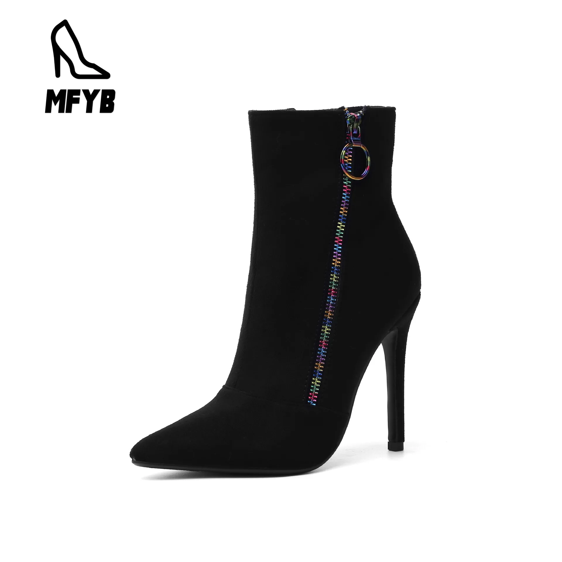 

MFYB Women's boots 2019 winter new sexy stiletto super high heel women's shoes pointed large size 34-43 low boots
